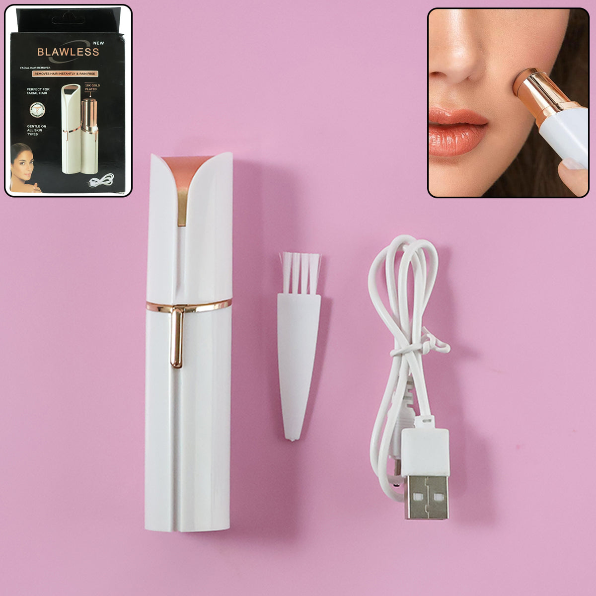 Rechargeable Facial Hair Remover Set For Women   1 Set